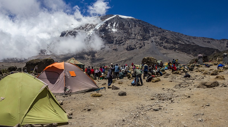 Camp at Kibo, on Mount Kilomanjaro
